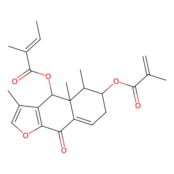 2D Structure of [3,4a,5-Trimethyl-6-(2-methylprop-2-enoyloxy)-9-oxo-4,5,6,7-tetrahydrobenzo[f][1]benzofuran-4-yl] 2-methylbut-2-enoate