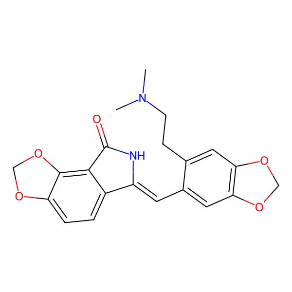 2D Structure of (6Z)-6-[[6-[2-(dimethylamino)ethyl]-1,3-benzodioxol-5-yl]methylidene]-[1,3]dioxolo[4,5-g]isoindol-8-one