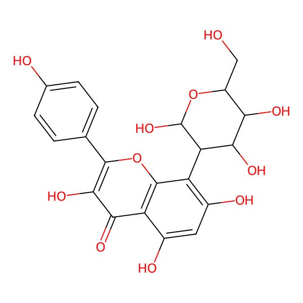 2D Structure of 3,5,7-trihydroxy-2-(4-hydroxyphenyl)-8-[(2R,3R,4R,5S,6R)-2,4,5-trihydroxy-6-(hydroxymethyl)oxan-3-yl]chromen-4-one