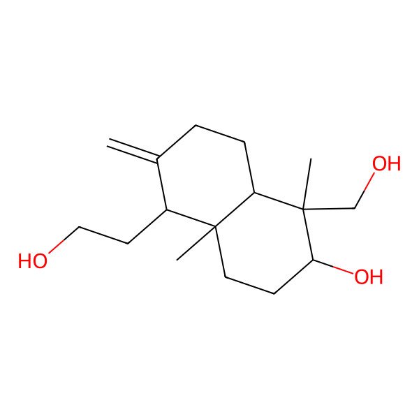 2D Structure of (1R,2R,4aS,5R,8aR)-5-(2-hydroxyethyl)-1-(hydroxymethyl)-1,4a-dimethyl-6-methylidene-3,4,5,7,8,8a-hexahydro-2H-naphthalen-2-ol 2D Structure of (1R,2R,4aS,5R,8aR)-5-(2-hydroxyethyl)-1-(hydroxymethyl)-1,4a-dimethyl-6-methylidene-3,4,5,7,8,8a-hexahydro-2H-naphthalen-2-ol