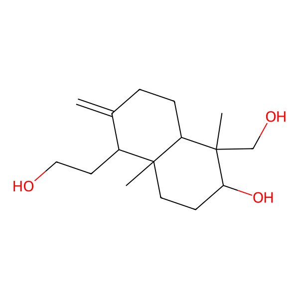 2D Structure of (1R,2R,4aS,5R,8aR)-5-(2-hydroxyethyl)-1-(hydroxymethyl)-1,4a-dimethyl-6-methylidene-3,4,5,7,8,8a-hexahydro-2H-naphthalen-2-ol