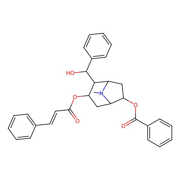 2D Structure of [(1S,2S,3R,5S,6S)-2-[(S)-hydroxy(phenyl)methyl]-8-methyl-3-[(Z)-3-phenylprop-2-enoyl]oxy-8-azabicyclo[3.2.1]octan-6-yl] benzoate