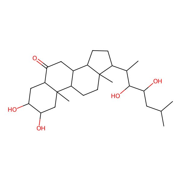 2D Structure of (2R,3S,5S,8R,9S,10R,13R,14S,17S)-17-[(2S,3R,4S)-3,4-dihydroxy-6-methylheptan-2-yl]-2,3-dihydroxy-10,13-dimethyl-1,2,3,4,5,7,8,9,11,12,14,15,16,17-tetradecahydrocyclopenta[a]phenanthren-6-one