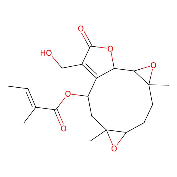 2D Structure of [(1S,2R,4R,7R,9R,11S)-13-(hydroxymethyl)-4,9-dimethyl-14-oxo-3,8,15-trioxatetracyclo[10.3.0.02,4.07,9]pentadec-12-en-11-yl] (E)-2-methylbut-2-enoate