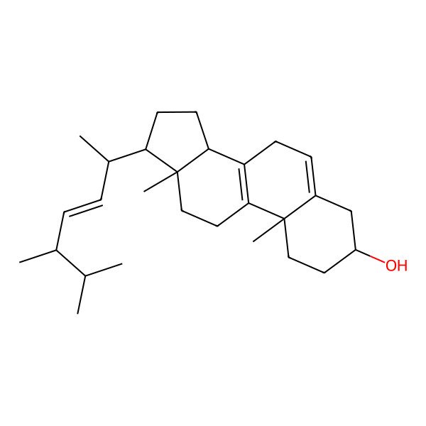 2D Structure of 17-(5,6-dimethylhept-3-en-2-yl)-10,13-dimethyl-2,3,4,7,11,12,14,15,16,17-decahydro-1H-cyclopenta[a]phenanthren-3-ol