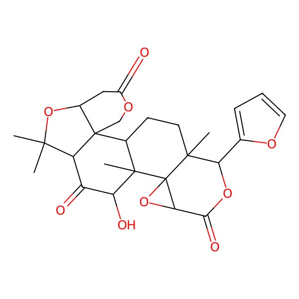 2D Structure of (1R,2R,7S,10R,12R,13S,14R,16S,19R,20S)-19-(furan-2-yl)-12-hydroxy-9,9,13,20-tetramethyl-4,8,15,18-tetraoxahexacyclo[11.9.0.02,7.02,10.014,16.014,20]docosane-5,11,17-trione