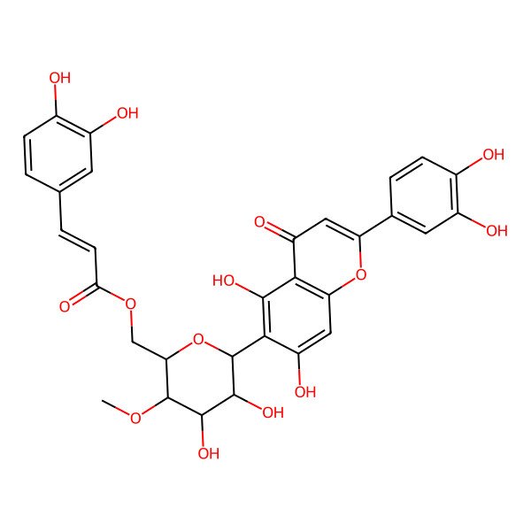 2D Structure of 6-[4-O-Methyl-6-O-(3,4-dihydroxy-trans-cinnamoyl)-beta-D-glucopyranosyl]-3',4',5,7-tetrahydroxyflavone
