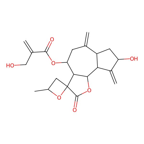 2D Structure of [(3S,3aR,4S,4'S,6aR,8S,9aR,9bR)-8-hydroxy-4'-methyl-6,9-dimethylidene-2-oxospiro[3a,4,5,6a,7,8,9a,9b-octahydroazuleno[4,5-b]furan-3,2'-oxetane]-4-yl] 2-(hydroxymethyl)prop-2-enoate