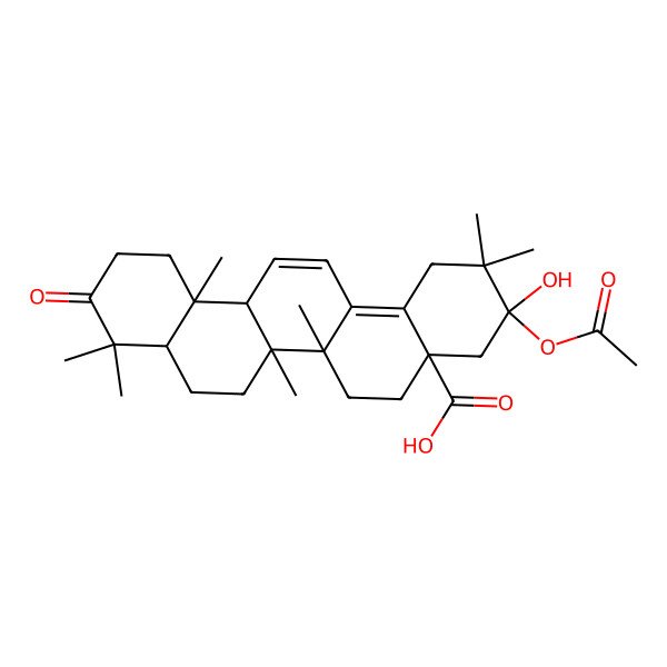 2D Structure of (3S,4aR,6aR,6aS,6bR,8aR,12aS)-3-acetyloxy-3-hydroxy-2,2,6a,6b,9,9,12a-heptamethyl-10-oxo-1,4,5,6,6a,7,8,8a,11,12-decahydropicene-4a-carboxylic acid