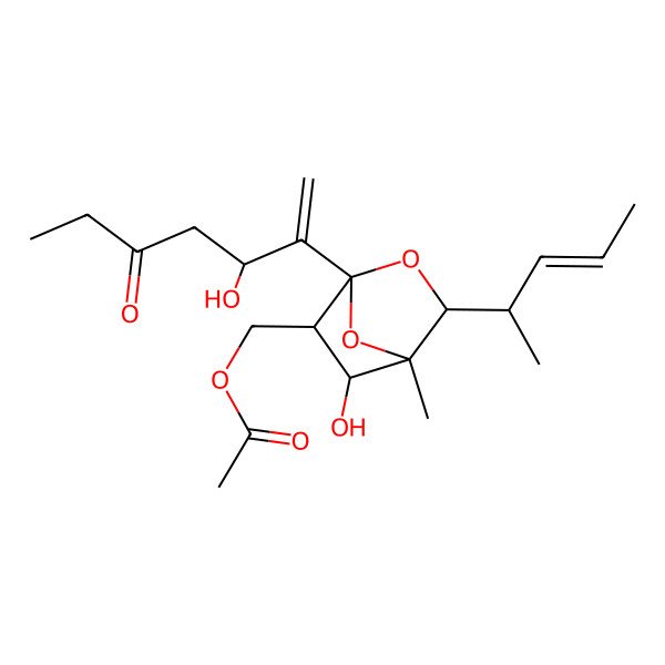 2D Structure of [(1S,3R,4S,5S,6R)-5-hydroxy-1-[(3R)-3-hydroxy-5-oxohept-1-en-2-yl]-4-methyl-3-[(Z,2S)-pent-3-en-2-yl]-2,7-dioxabicyclo[2.2.1]heptan-6-yl]methyl acetate
