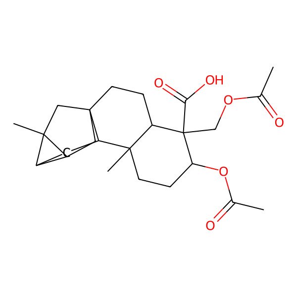 2D Structure of 6-Acetyloxy-5-(acetyloxymethyl)-9,13-dimethylpentacyclo[11.2.1.01,10.04,9.012,14]hexadecane-5-carboxylic acid