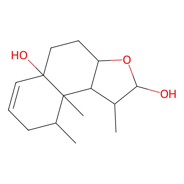 2D Structure of 1,9,9a-Trimethyl-1,2,3a,4,5,8,9,9b-octahydrobenzo[e][1]benzofuran-2,5a-diol