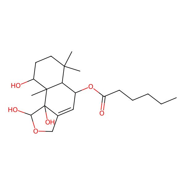 2D Structure of (1,9,9b-trihydroxy-6,6,9a-trimethyl-3,5,5a,7,8,9-hexahydro-1H-benzo[e][2]benzofuran-5-yl) hexanoate