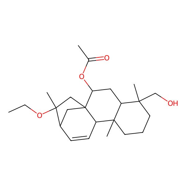 2D Structure of [14-Ethoxy-5-(hydroxymethyl)-5,9,14-trimethyl-2-tetracyclo[11.2.1.01,10.04,9]hexadec-11-enyl] acetate