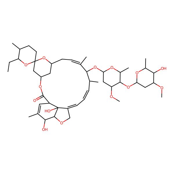 2D Structure of (1R,4S,5'S,6R,6'R,8R,10E,12S,13S,14Z,16Z,20R,21R,24S)-6'-ethyl-21,24-dihydroxy-12-[(2R,4S,5S,6S)-5-[(2S,4S,5S,6S)-5-hydroxy-4-methoxy-6-methyloxan-2-yl]oxy-4-methoxy-6-methyloxan-2-yl]oxy-5',11,13,22-tetramethylspiro[3,7,19-trioxatetracyclo[15.6.1.14,8.020,24]pentacosa-10,14,16,22-tetraene-6,2'-oxane]-2-one