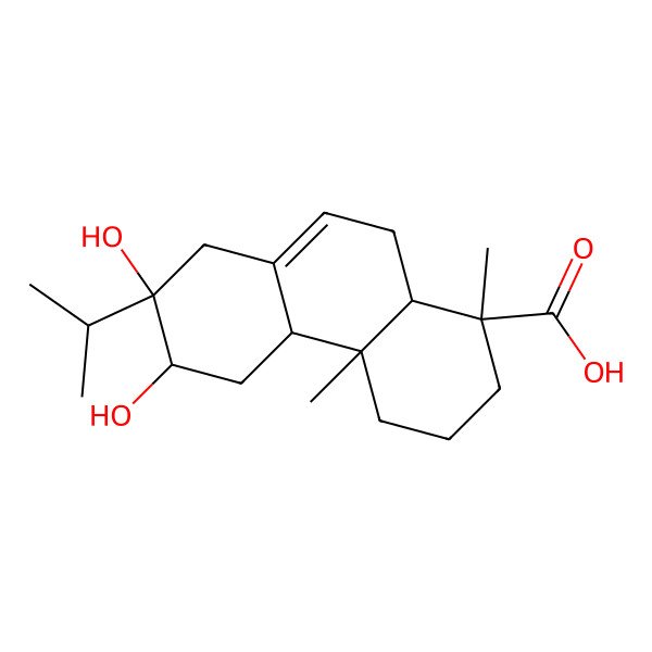2D Structure of (1S,4aR,4bS,6R,7R,10aR)-6,7-dihydroxy-1,4a-dimethyl-7-propan-2-yl-3,4,4b,5,6,8,10,10a-octahydro-2H-phenanthrene-1-carboxylic acid