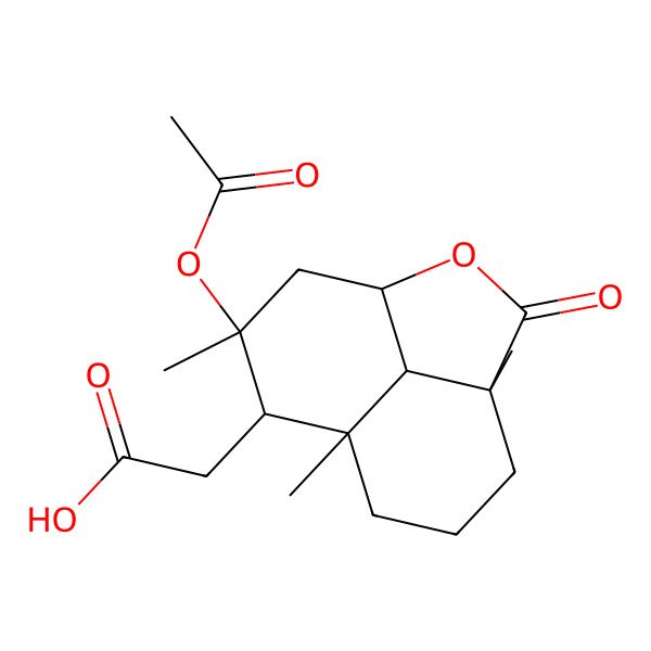 2D Structure of 2-[(1S,4R,8S,9R,10R,12R)-10-acetyloxy-4,8,10-trimethyl-3-oxo-2-oxatricyclo[6.3.1.04,12]dodecan-9-yl]acetic acid