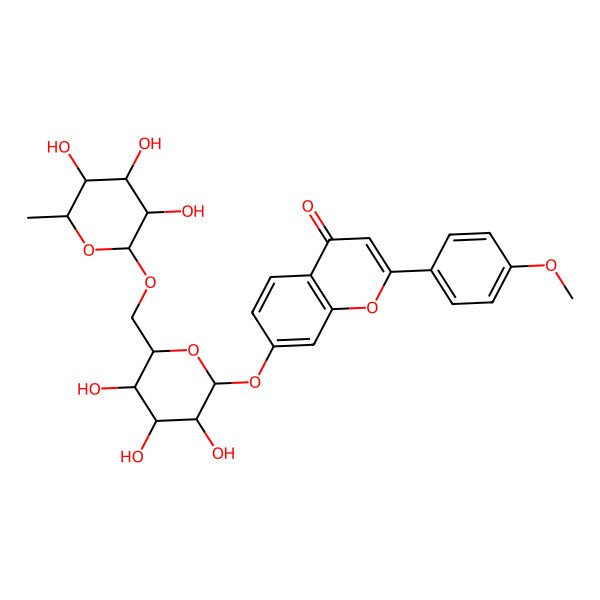2D Structure of 2-(4-Methoxyphenyl)-7-[3,4,5-trihydroxy-6-[(3,4,5-trihydroxy-6-methyloxan-2-yl)oxymethyl]oxan-2-yl]oxychromen-4-one