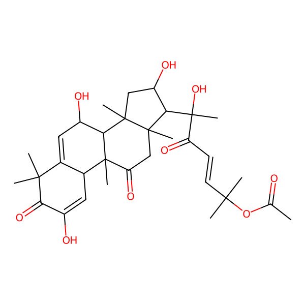 2D Structure of [(E,6R)-6-hydroxy-2-methyl-5-oxo-6-[(7R,8S,9S,10R,13R,14S,16R,17R)-2,7,16-trihydroxy-4,4,9,13,14-pentamethyl-3,11-dioxo-8,10,12,15,16,17-hexahydro-7H-cyclopenta[a]phenanthren-17-yl]hept-3-en-2-yl] acetate