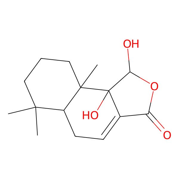 2D Structure of 1,9b-Dihydroxy-6,6,9a-trimethyl-1,5,5a,7,8,9-hexahydrobenzo[e][2]benzofuran-3-one