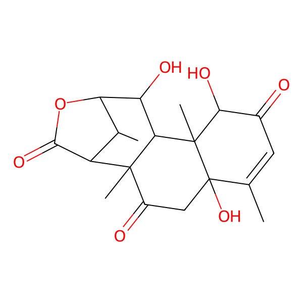 2D Structure of (1R,2S,5S,9R,10R,11S,12S,13S,16S)-5,9,12-trihydroxy-2,6,10,16-tetramethyl-14-oxatetracyclo[11.2.1.02,11.05,10]hexadec-6-ene-3,8,15-trione