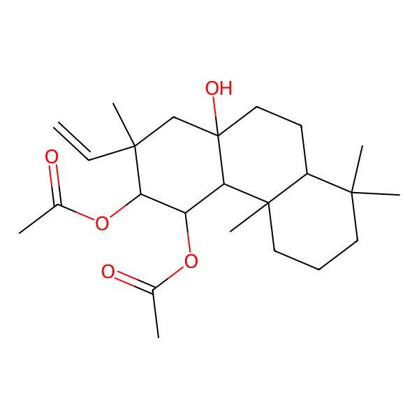 2D Structure of [(2S,3S,4S,4aS,4bS,8aS,10aR)-3-acetyloxy-2-ethenyl-10a-hydroxy-2,4b,8,8-tetramethyl-1,3,4,4a,5,6,7,8a,9,10-decahydrophenanthren-4-yl] acetate