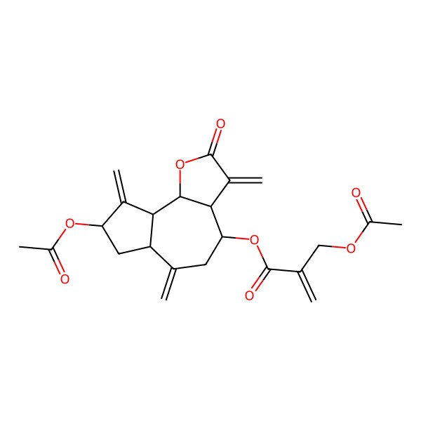 2D Structure of (8-Acetyloxy-3,6,9-trimethylidene-2-oxo-3a,4,5,6a,7,8,9a,9b-octahydroazuleno[4,5-b]furan-4-yl) 2-(acetyloxymethyl)prop-2-enoate