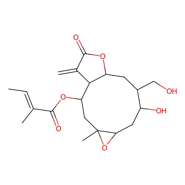 2D Structure of [(1R,2S,4S,6S,8R,9R,11S)-8-hydroxy-9-(hydroxymethyl)-4-methyl-14-methylidene-13-oxo-5,12-dioxatricyclo[9.3.0.04,6]tetradecan-2-yl] (Z)-2-methylbut-2-enoate