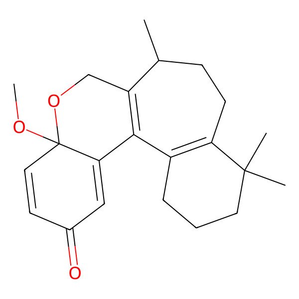 2D Structure of (10R,14S)-14-methoxy-6,6,10-trimethyl-13-oxatetracyclo[9.8.0.02,7.014,19]nonadeca-1(11),2(7),15,18-tetraen-17-one