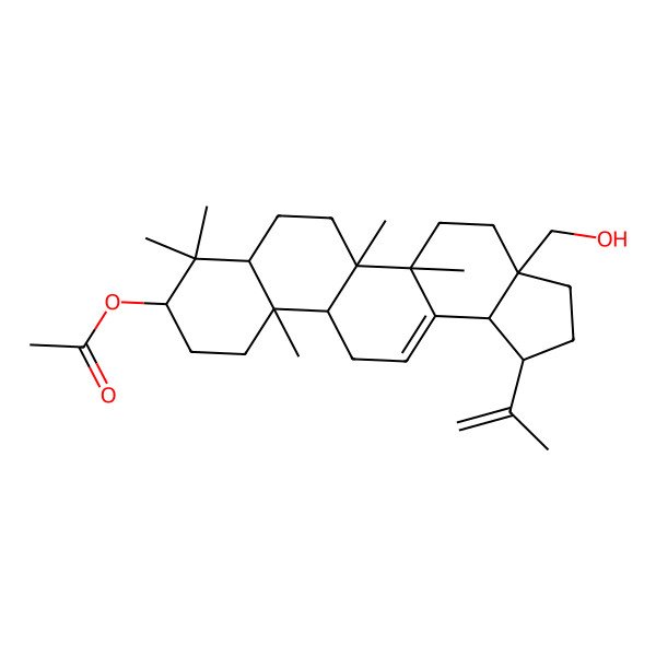 2D Structure of [3a-(Hydroxymethyl)-5a,5b,8,8,11a-pentamethyl-1-prop-1-en-2-yl-1,2,3,4,5,6,7,7a,9,10,11,11b,12,13b-tetradecahydrocyclopenta[a]chrysen-9-yl] acetate