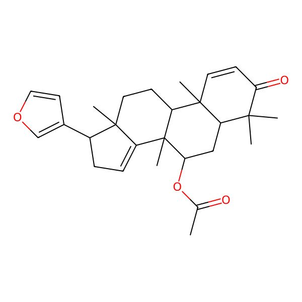 2D Structure of [(5R,7R,8S,9S,10S,13S,17R)-17-(furan-3-yl)-4,4,8,10,13-pentamethyl-3-oxo-5,6,7,9,11,12,16,17-octahydrocyclopenta[a]phenanthren-7-yl] acetate
