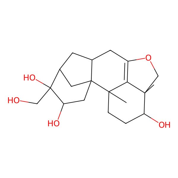 2D Structure of 5-(Hydroxymethyl)-1,13-dimethyl-11-oxapentacyclo[8.6.1.12,6.02,8.013,17]octadec-10(17)-ene-4,5,14-triol