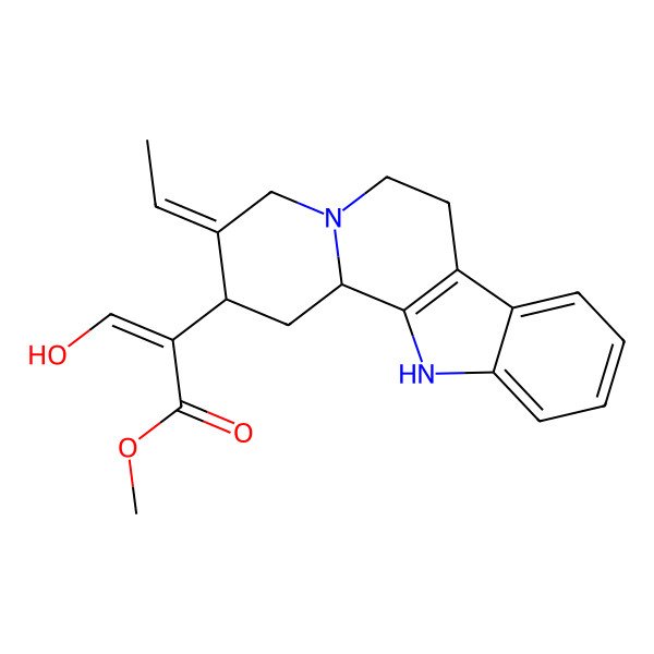2D Structure of Methyl (alphaZ,2S,3E,12bS)-3-ethylidene-1,2,3,4,6,7,12,12b-octahydro-alpha-(hydroxymethylene)indolo(2,3-a)quinolizine-2-acetate