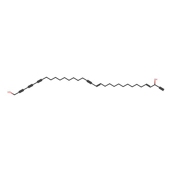 2D Structure of (19E,30E,32R)-tetratriaconta-19,30-dien-2,4,6,17,33-pentayne-1,32-diol