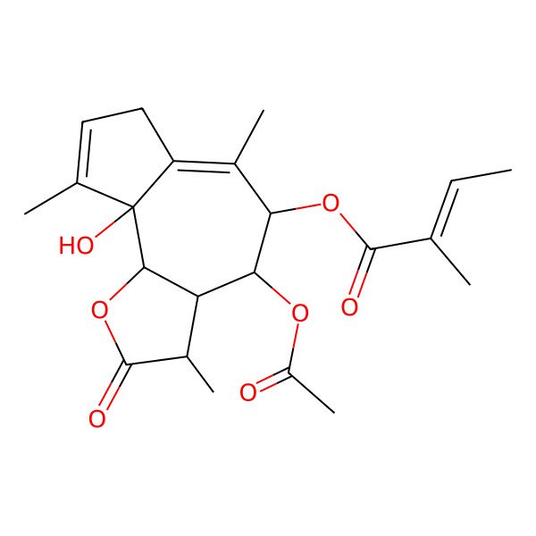 2D Structure of (4-Acetyloxy-9a-hydroxy-3,6,9-trimethyl-2-oxo-3,3a,4,5,7,9b-hexahydroazuleno[4,5-b]furan-5-yl) 2-methylbut-2-enoate
