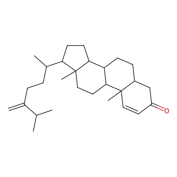 2D Structure of (5S,8S,9S,10S,13R,14S,17R)-10,13-dimethyl-17-[(2R)-6-methyl-5-methylideneheptan-2-yl]-4,5,6,7,8,9,11,12,14,15,16,17-dodecahydrocyclopenta[a]phenanthren-3-one