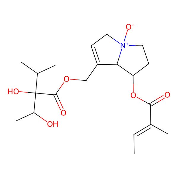 2D Structure of [(7R,8R)-7-[(Z)-2-methylbut-2-enoyl]oxy-4-oxido-5,6,7,8-tetrahydro-3H-pyrrolizin-4-ium-1-yl]methyl (2S)-2-hydroxy-2-[(1S)-1-hydroxyethyl]-3-methylbutanoate