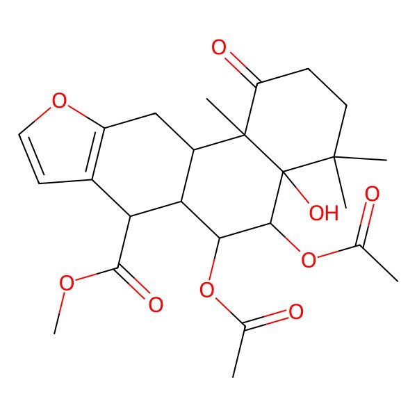 2D Structure of Methyl 5,6-diacetyloxy-4a-hydroxy-4,4,11b-trimethyl-1-oxo-2,3,5,6,6a,7,11,11a-octahydronaphtho[2,1-f][1]benzofuran-7-carboxylate
