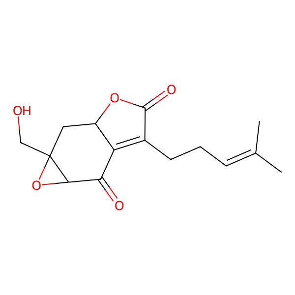 2D Structure of 1a-(hydroxymethyl)-5-(4-methylpent-3-enyl)-2a,6a-dihydro-2H-oxireno[2,3-f][1]benzofuran-4,6-dione