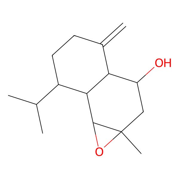 2D Structure of 1a-Methyl-4-methylidene-7-propan-2-yl-2,3,3a,5,6,7,7a,7b-octahydronaphtho[1,2-b]oxiren-3-ol
