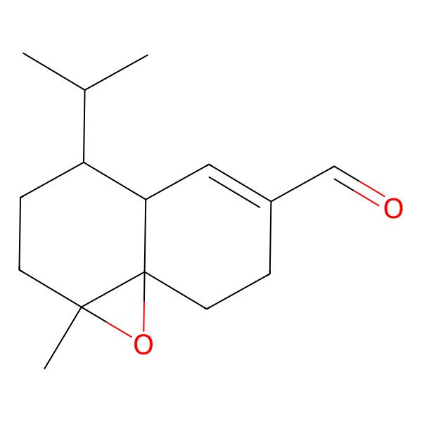 2D Structure of 1a-Methyl-4-propan-2-yl-2,3,4,4a,7,8-hexahydronaphtho[1,8a-b]oxirene-6-carbaldehyde