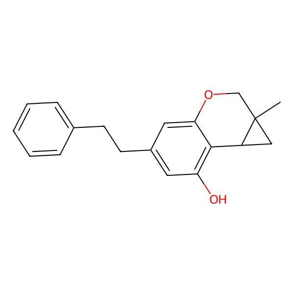 2D Structure of 1a-methyl-5-(2-phenylethyl)-2,7b-dihydro-1H-cyclopropa[c]chromen-7-ol