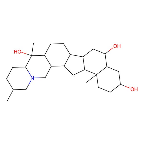 2D Structure of (1S,2R,6R,9S,10S,11R,14S,15S,17R,18S,20S,23R,24S)-6,10,23-trimethyl-4-azahexacyclo[12.11.0.02,11.04,9.015,24.018,23]pentacosane-10,17,20-triol
