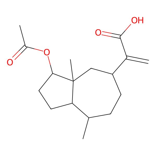 2D Structure of 2-[(3S,3aS,5R,8S,8aS)-3-acetyloxy-3a,8-dimethyl-2,3,4,5,6,7,8,8a-octahydro-1H-azulen-5-yl]prop-2-enoic acid