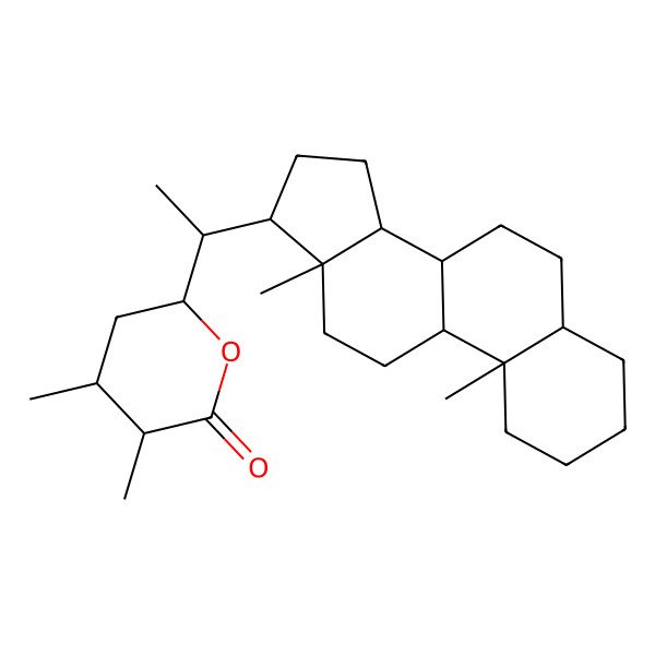 2D Structure of (3S,4R,6R)-6-[(1S)-1-[(5R,8S,9S,10S,13R,14S,17R)-10,13-dimethyl-2,3,4,5,6,7,8,9,11,12,14,15,16,17-tetradecahydro-1H-cyclopenta[a]phenanthren-17-yl]ethyl]-3,4-dimethyloxan-2-one