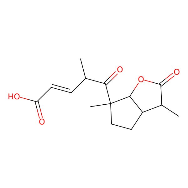 2D Structure of 5-(3,6-dimethyl-2-oxo-3a,4,5,6a-tetrahydro-3H-cyclopenta[b]furan-6-yl)-4-methyl-5-oxopent-2-enoic acid