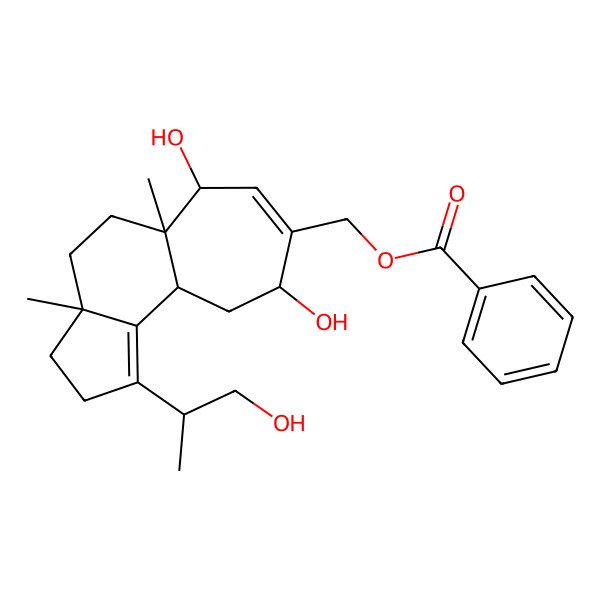 2D Structure of [6,9-Dihydroxy-1-(1-hydroxypropan-2-yl)-3a,5a-dimethyl-2,3,4,5,6,9,10,10a-octahydrocyclohepta[e]inden-8-yl]methyl benzoate