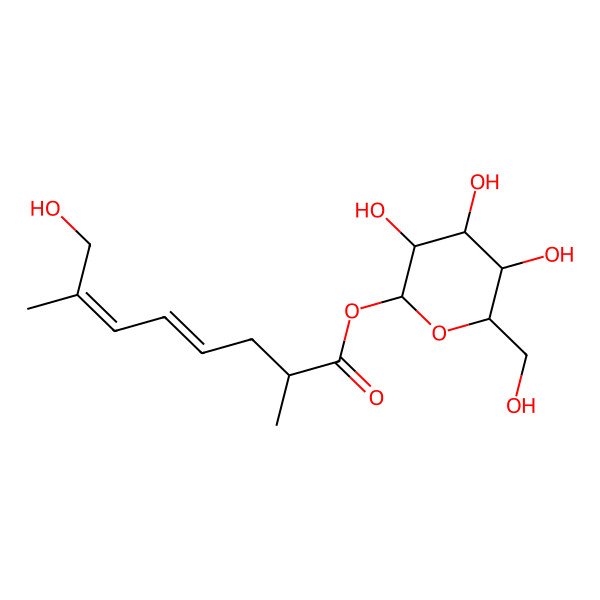 2D Structure of [(2S,3R,4S,5S,6R)-3,4,5-trihydroxy-6-(hydroxymethyl)oxan-2-yl] (2S)-8-hydroxy-2,7-dimethylocta-4,6-dienoate