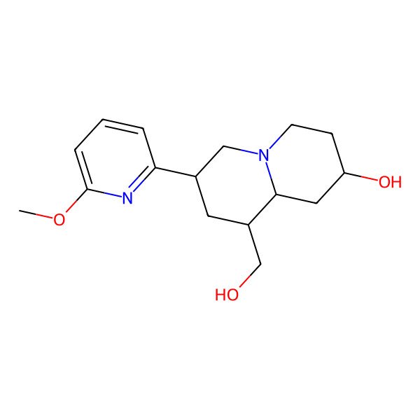 2D Structure of (2R,7R,9S,9aR)-9-(hydroxymethyl)-7-(6-methoxypyridin-2-yl)-2,3,4,6,7,8,9,9a-octahydro-1H-quinolizin-2-ol