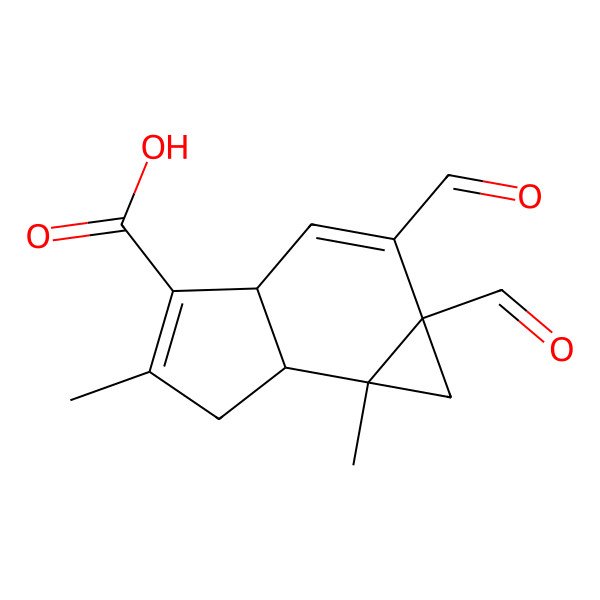 2D Structure of 1a,2-Diformyl-5,6b-dimethyl-1,3a,6,6a-tetrahydrocyclopropa[e]indene-4-carboxylic acid